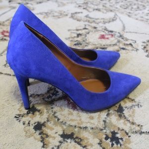 Faux Suede Blue Heel